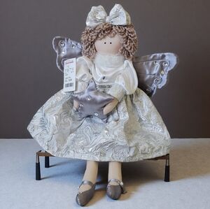 NWT*Rare VTG Retired HomeGoods Christmas Angel Doll with Silver Wings Plush Toy